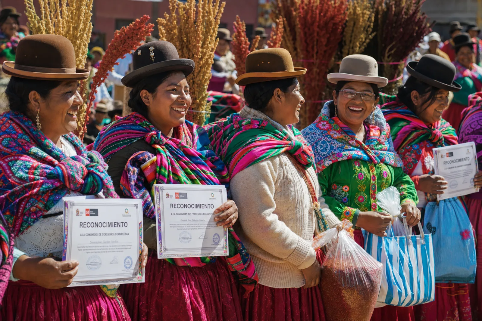 Farmers celebrating at a RESCA reward ceremony after harvest